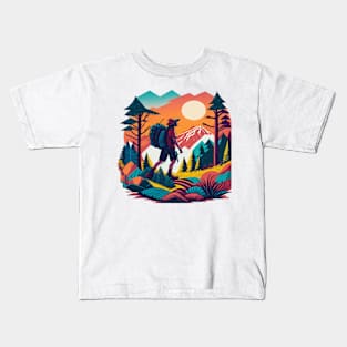 hiking in the wilderness Kids T-Shirt